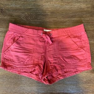 Red linen shorts